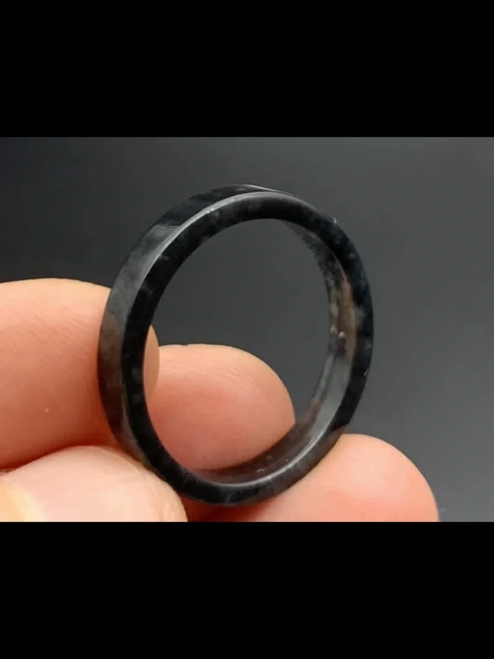 Certificate Jadeite jade Black rectangle Ring Joyful Circle size8.5